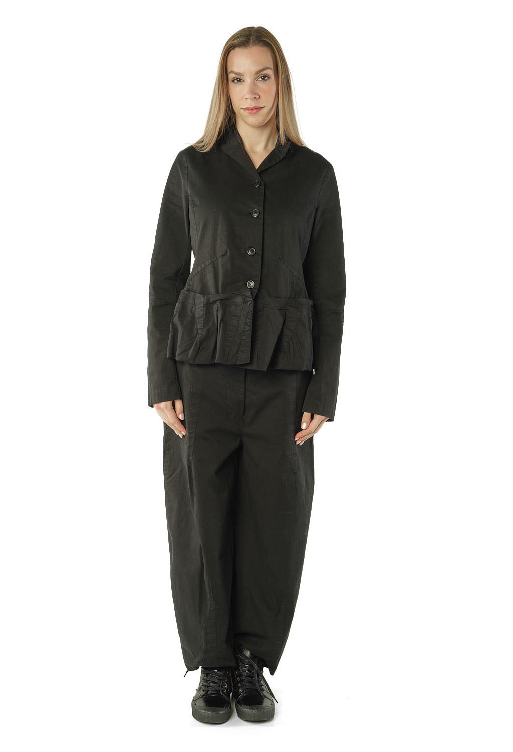 PRE-ORDER - Jacket with Peplum Hem in Black - 3501103