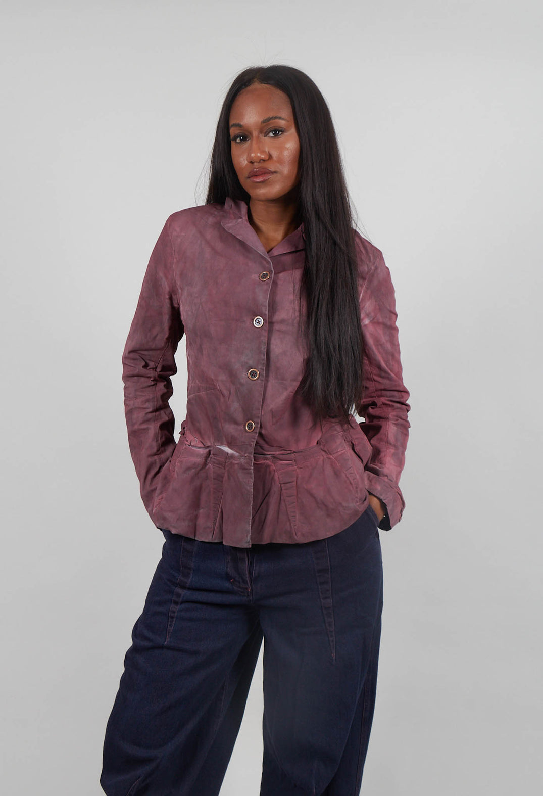 Jacket with Peplum Hem in Crystal Cloud Shade - 3501113