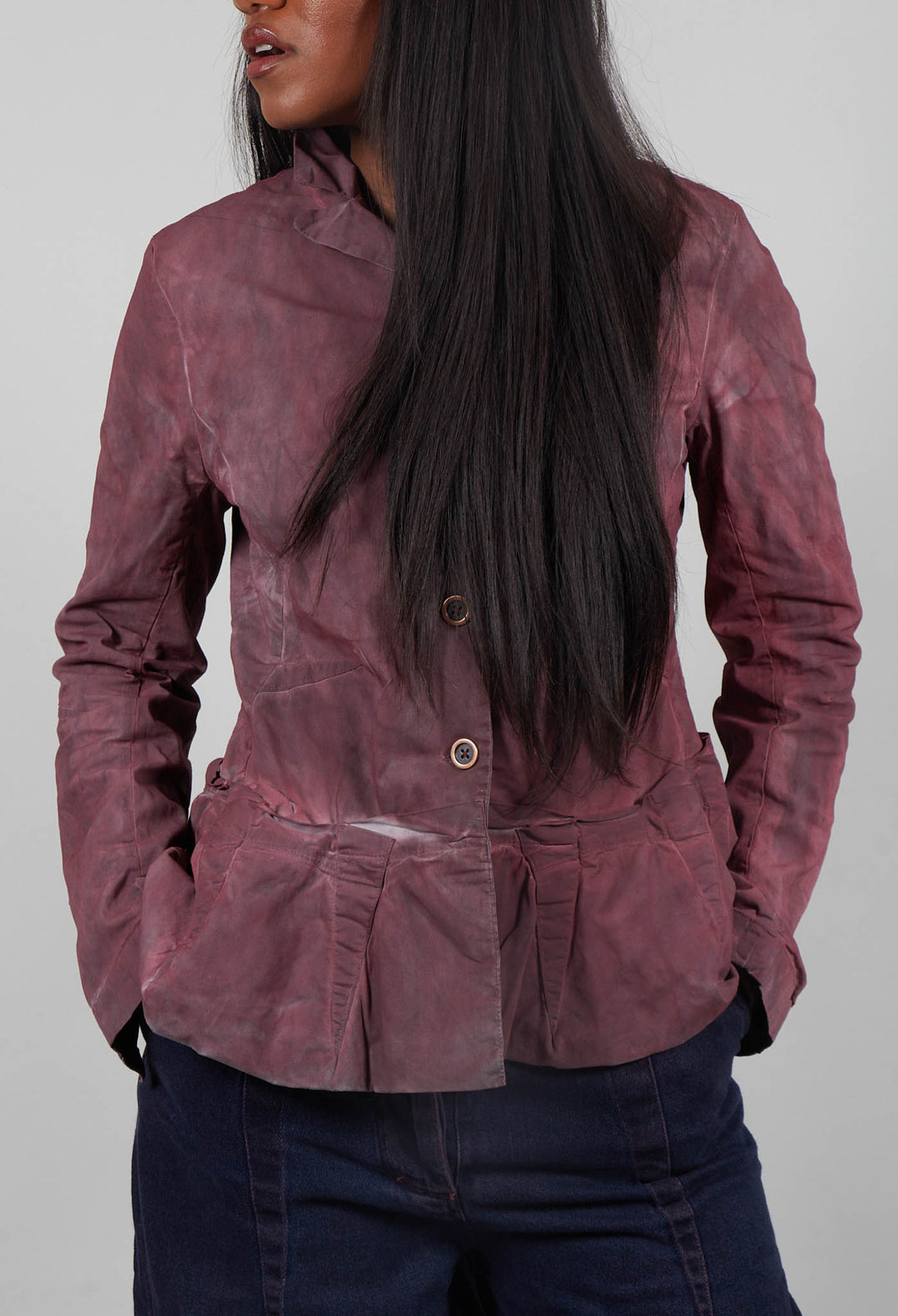 Jacket with Peplum Hem in Crystal Cloud Shade - 3501113