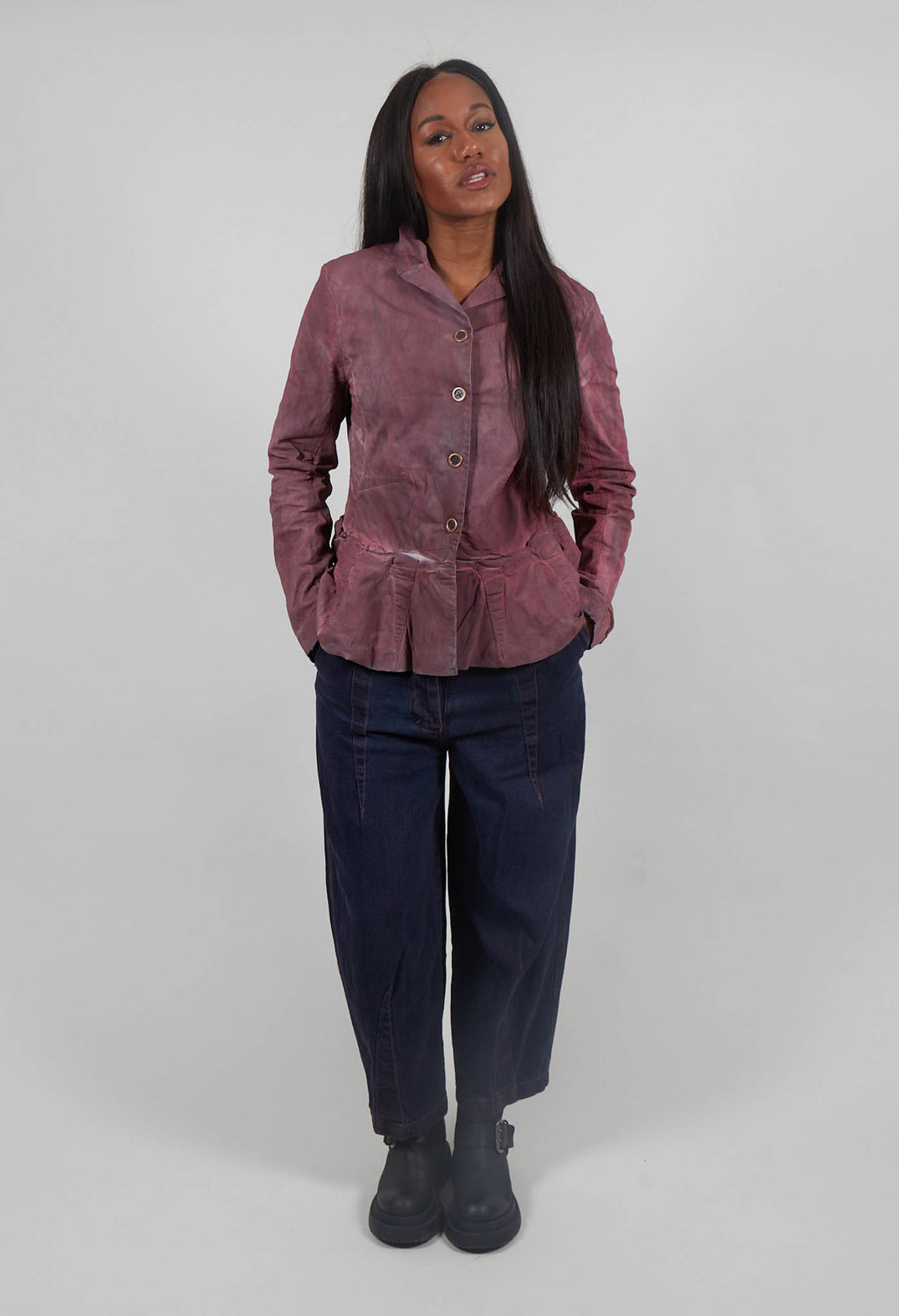 Jacket with Peplum Hem in Crystal Cloud Shade - 3501113