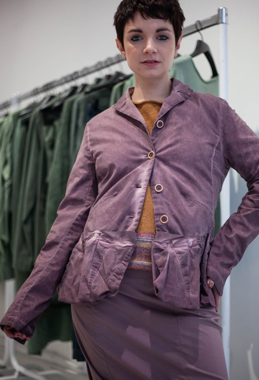 PRE-ORDER - Jacket with Peplum Hem in Crystal Cloud - 3501113