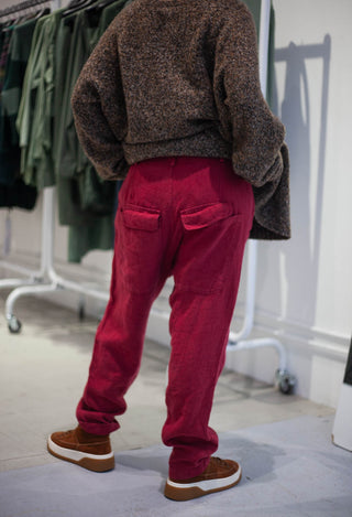 PRE-ORDER - Straight Leg Linen Trousers in Lava - 3530104