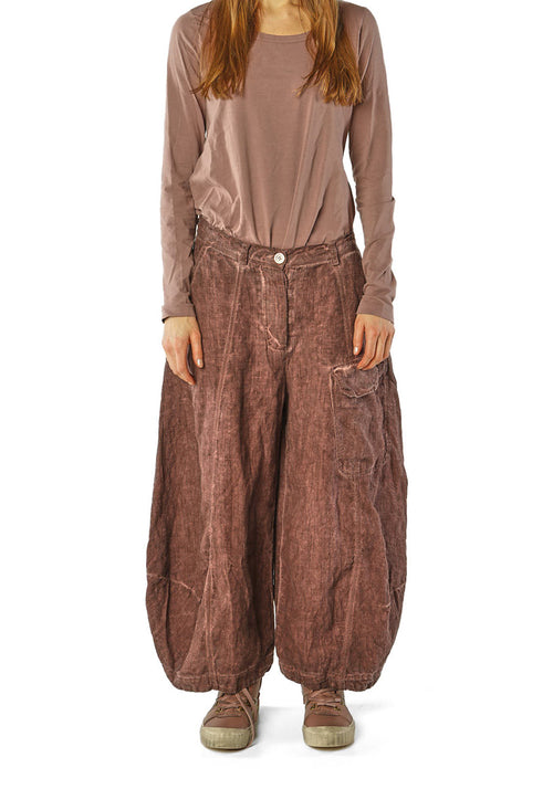 PRE-ORDER - Balloon Leg Linen Trousers in Crystal Cloud - 3530111