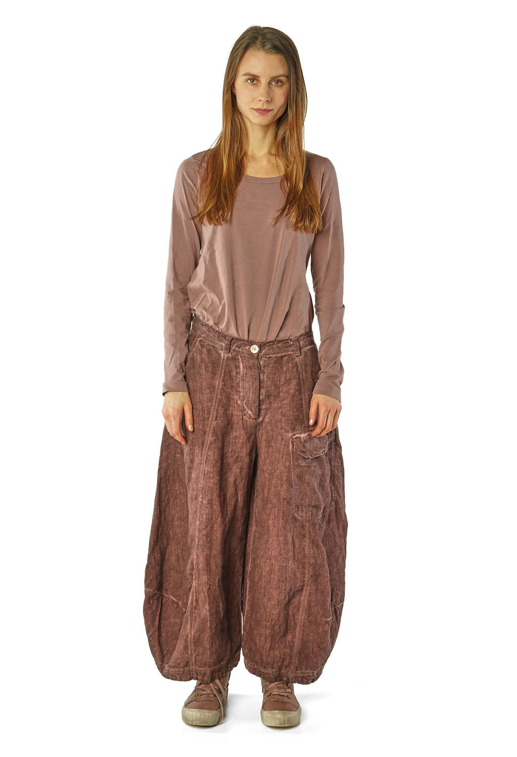 PRE-ORDER - Balloon Leg Linen Trousers in Crystal Cloud - 3530111