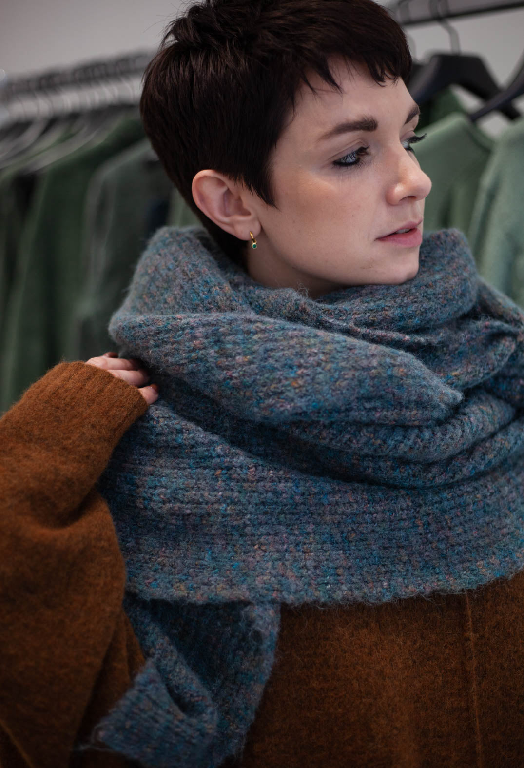 PRE-ORDER - Ribbed Knit Scarf in Lava Melange (Pictured in Forest Melange) - 3587707
