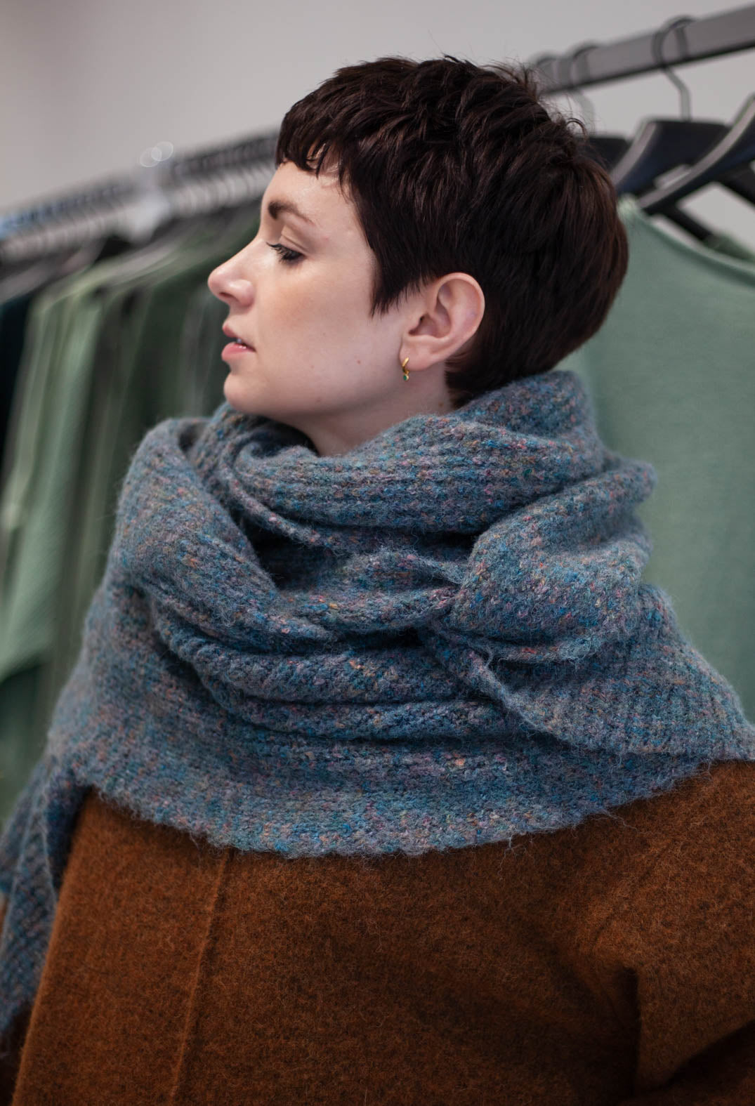 PRE-ORDER - Ribbed Knit Scarf in Park Melange (Pictured in Forest Melange) - 3587707