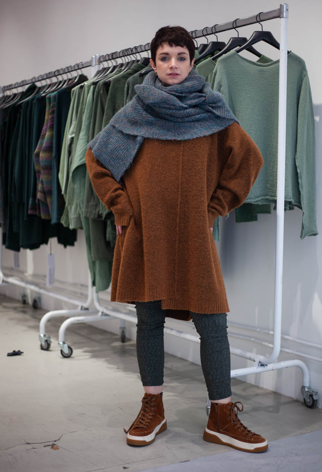 PRE-ORDER - Ribbed Knit Scarf in Lava Melange (Pictured in Forest Melange) - 3587707