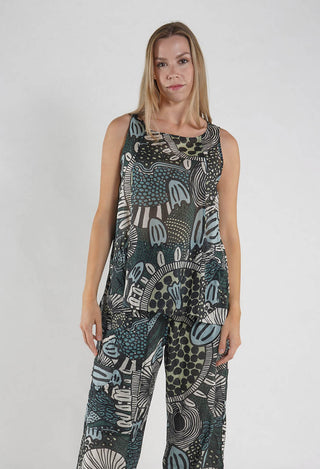 PRE-ORDER - Sleeveless Top in Grass Print - 3600802 (Pictured in Multicolour)