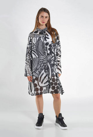 PRE-ORDER - Shirt Dress in Black Print - 3600909