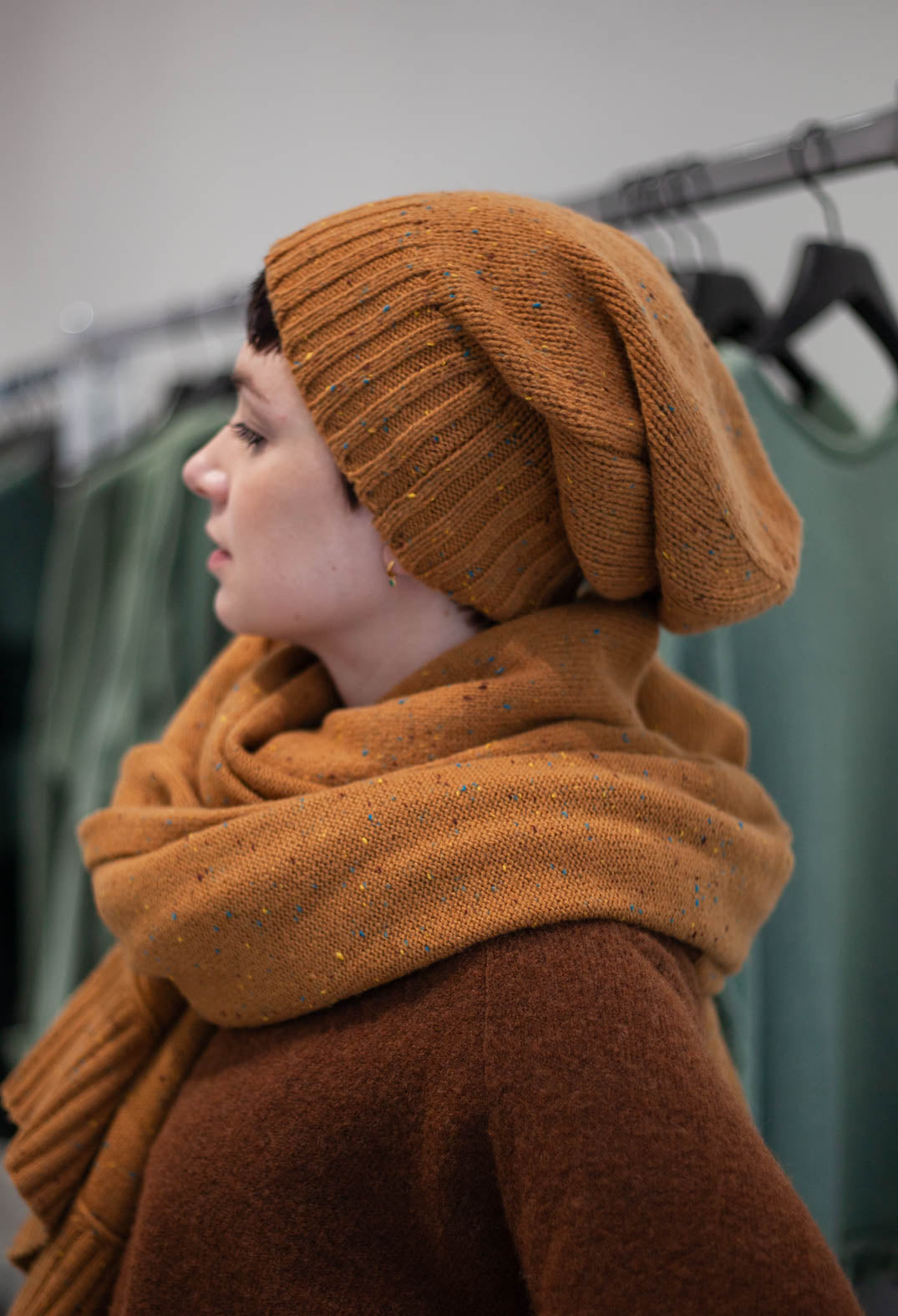 PRE-ORDER - Ribbed Cuff Beanie Hat in Forest (Pictured in Bronze) - 3624606