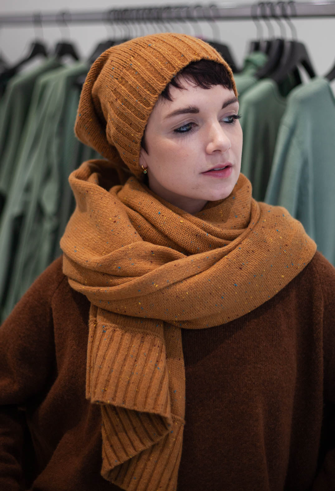 PRE-ORDER - Ribbed Cuff Beanie Hat in Lava (Pictured in Bronze) - 3624606