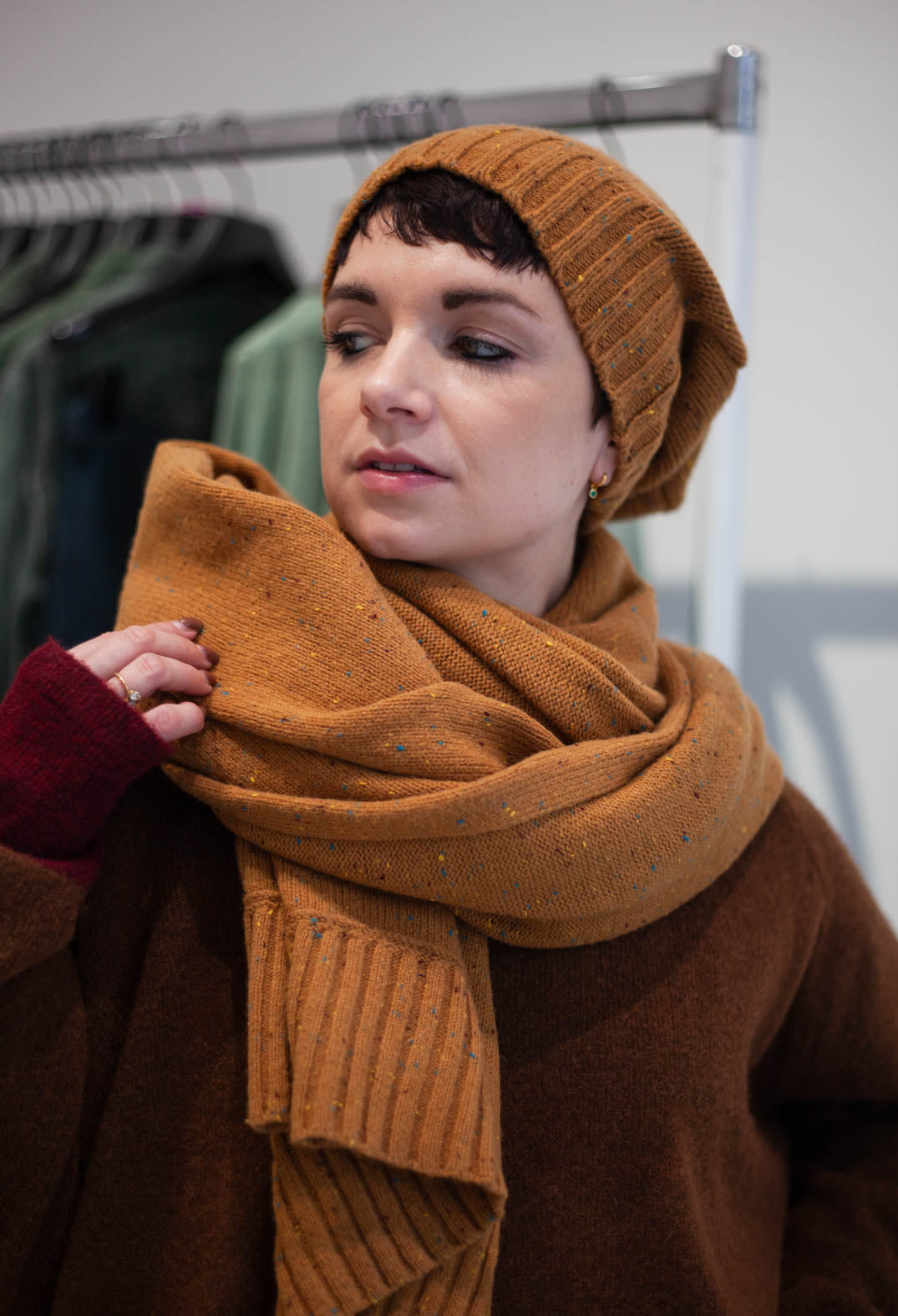 PRE-ORDER - Ribbed Edge Scarf in Lava (Pictured in Bronze) - 3627705