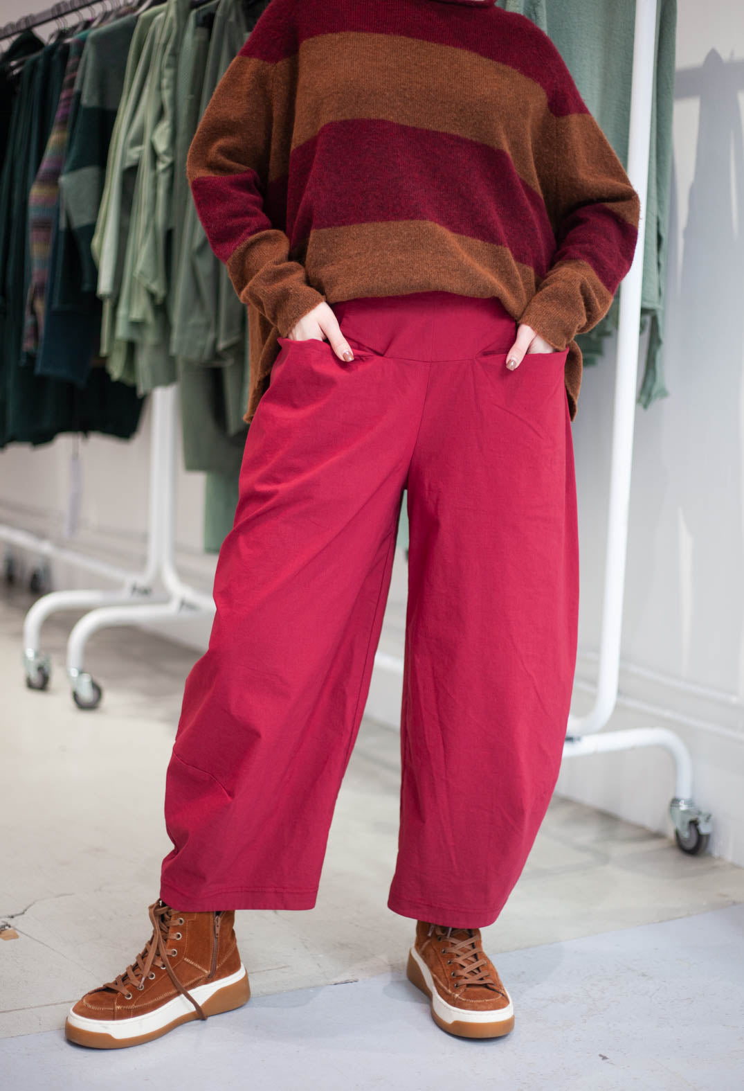 PRE-ORDER - Pull On Balloon Leg Trousers in Crystal (Pictured in Lava) - 3630111
