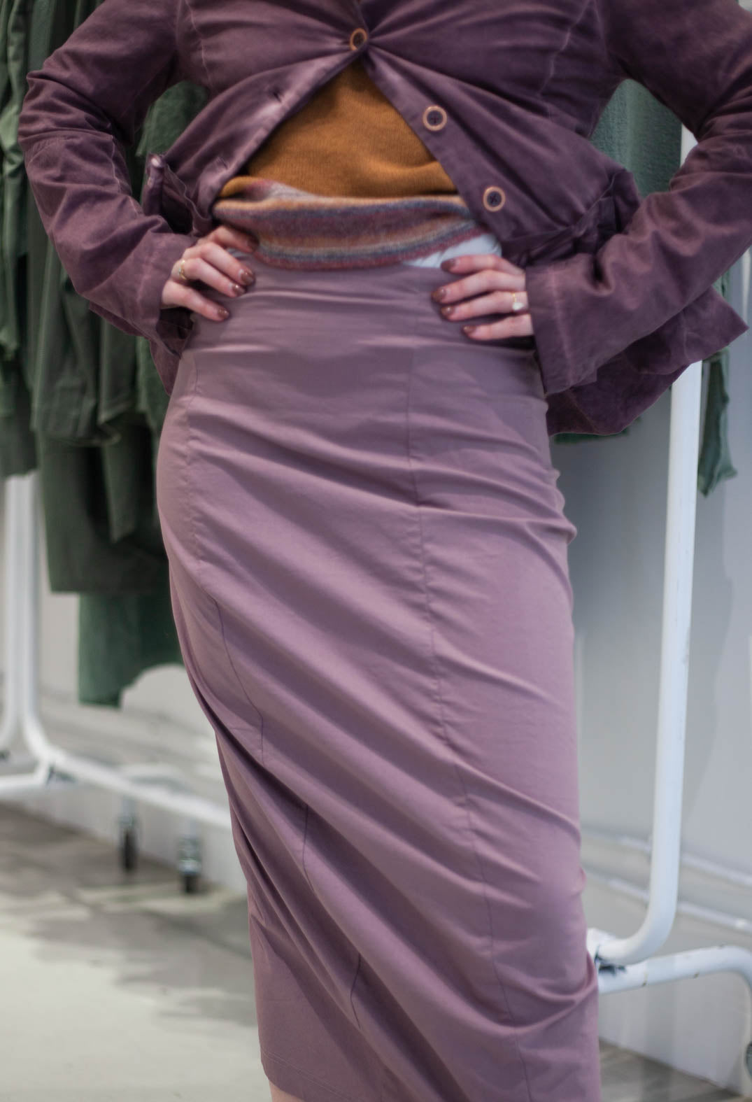 PRE-ORDER - Pull On Pencil Skirt in Bronze (Pictured in Crystal) - 3630306