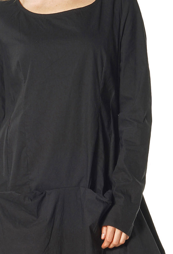 PRE-ORDER - Long Sleeve Tulip Hem Dress in Black - 3630914