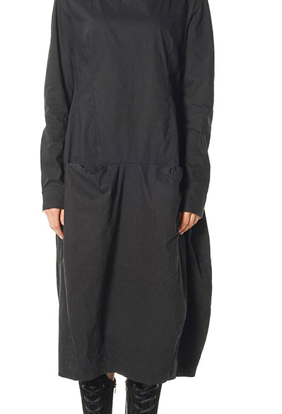 PRE-ORDER - Long Sleeve Tulip Hem Dress in Black - 3630914