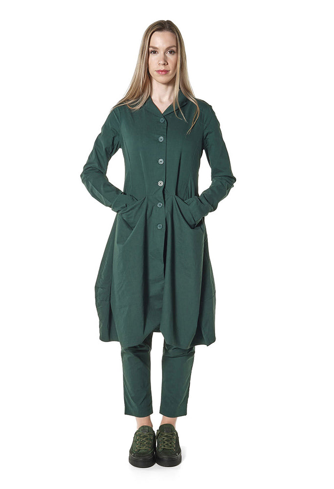 PRE-ORDER - Tulip Hem Coat in Crystal (Pictured in Forest) - 3631216