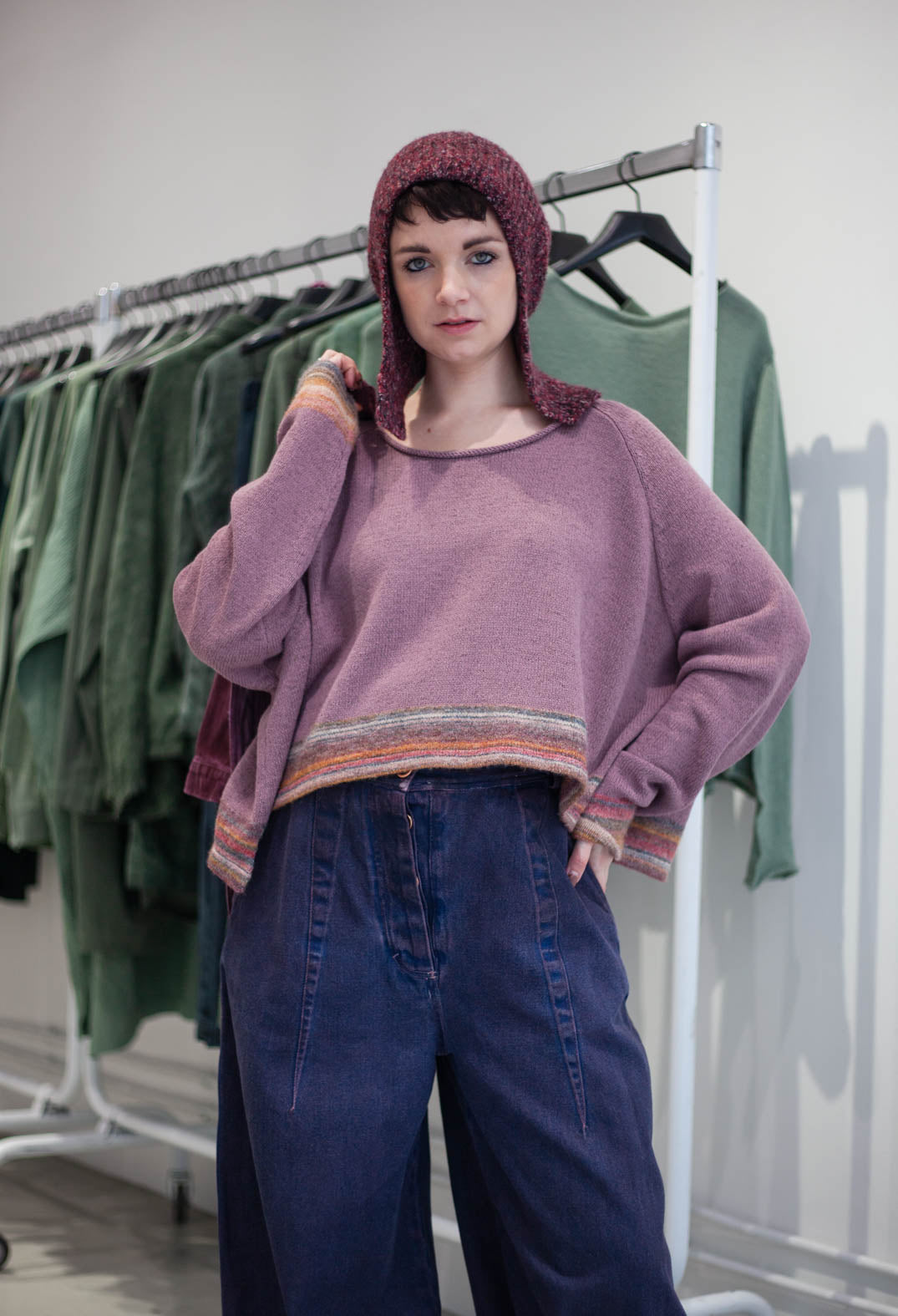 PRE-ORDER - Cropped Boxy Jumper in Crystal Stripe - 3720702