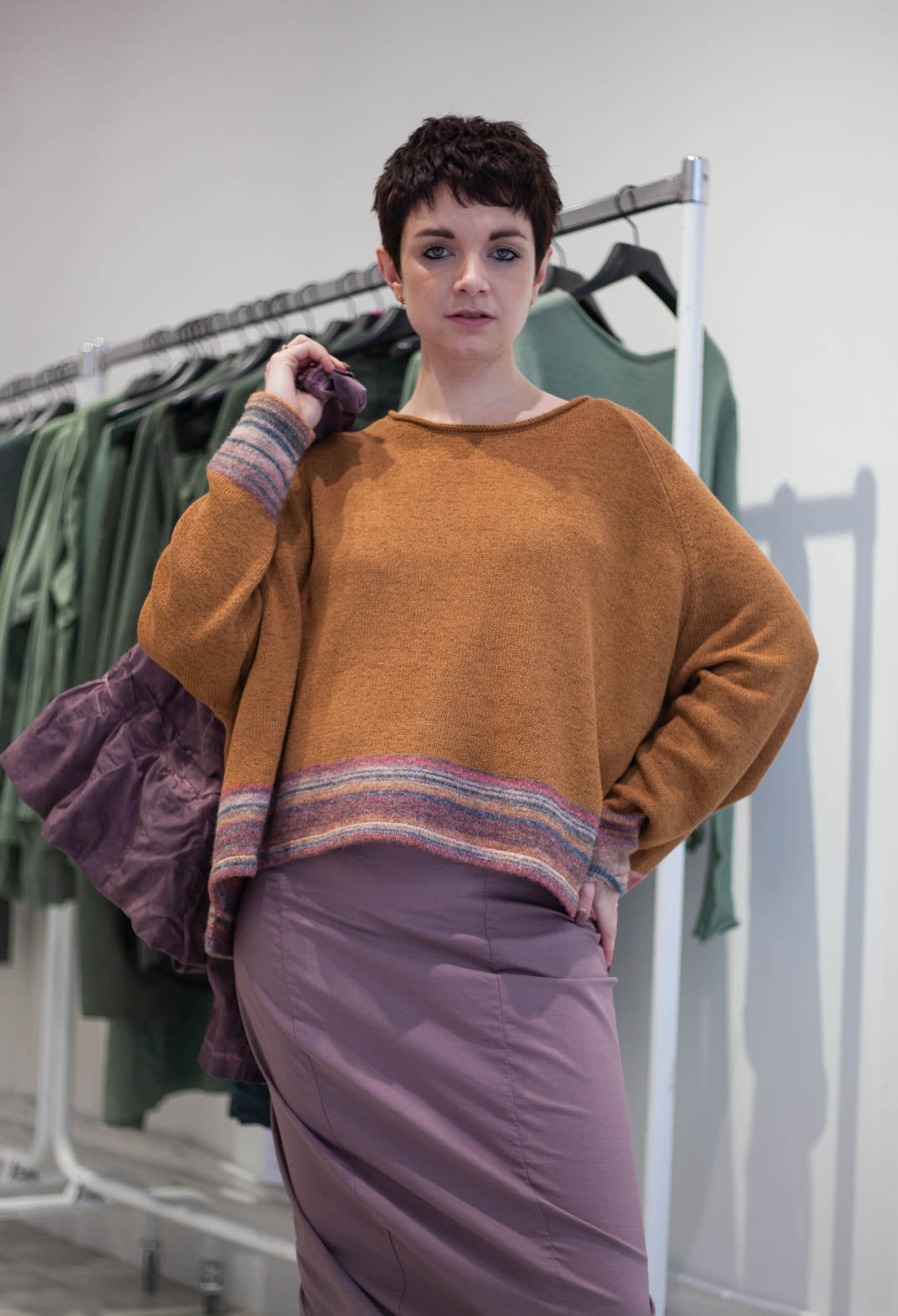 PRE-ORDER - Short Jumper in Crystal Stripe (Pictured in Bronze Stripe) - 3720703