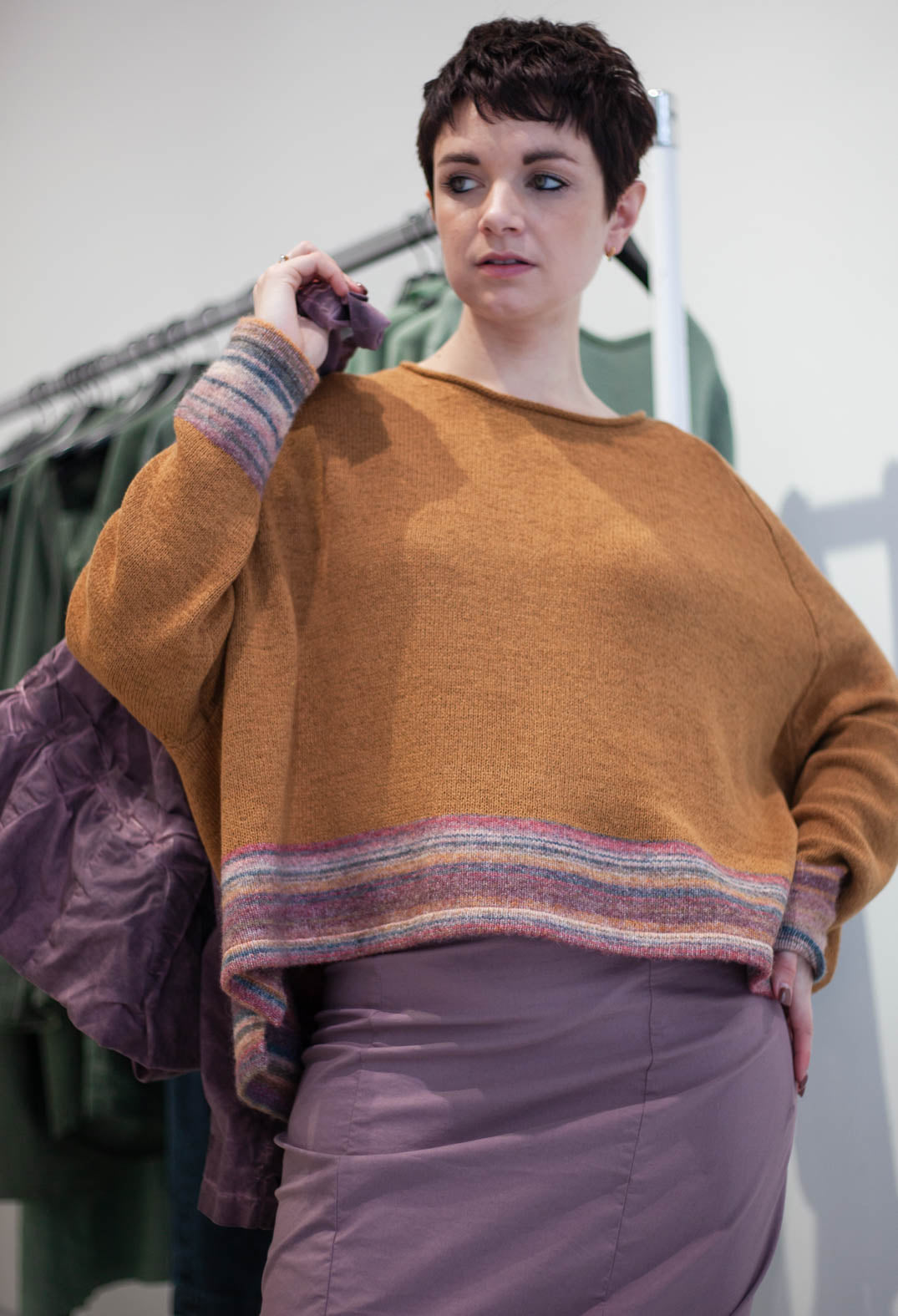 PRE-ORDER - Short Jumper in Crystal Stripe (Pictured in Bronze Stripe) - 3720703