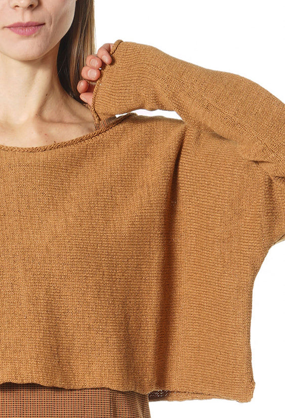 PRE-ORDER - Cropped Fit Jumper in Lava (Pictured in Bronze) - 3720712