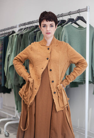 PRE-ORDER - Cardigan with Raw Edges in Lava (Pictured in Bronze) - 3897107