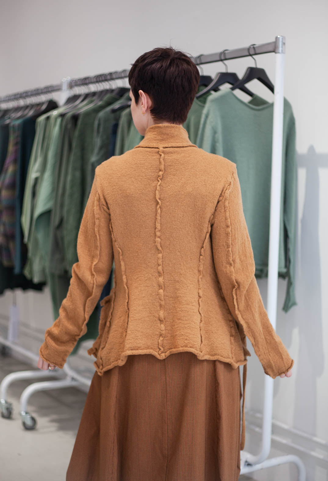 PRE-ORDER - Cardigan with Raw Edges in Forest (Pictured in Bronze) - 3897107