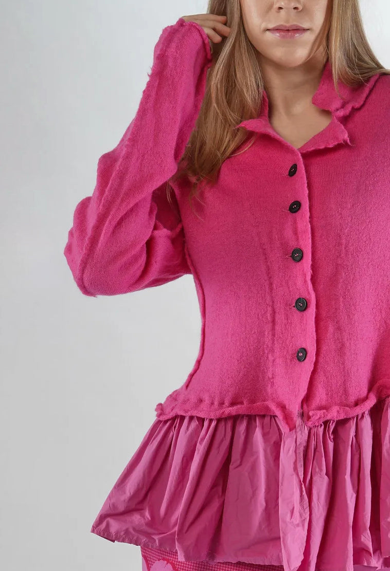 PRE-ORDER - Dual Fabric Cardigan with Exposed Seams in UNKNOWN (Pictured in Lily) - 3897115