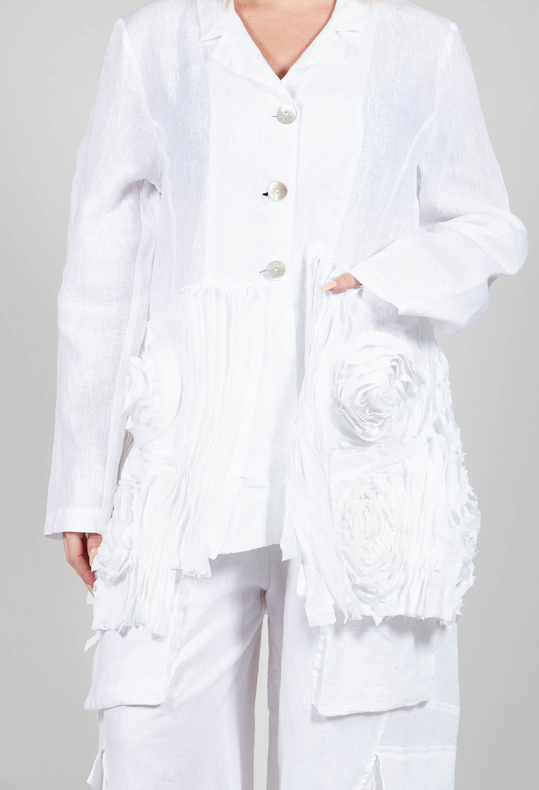 3D Floral Jacket in White