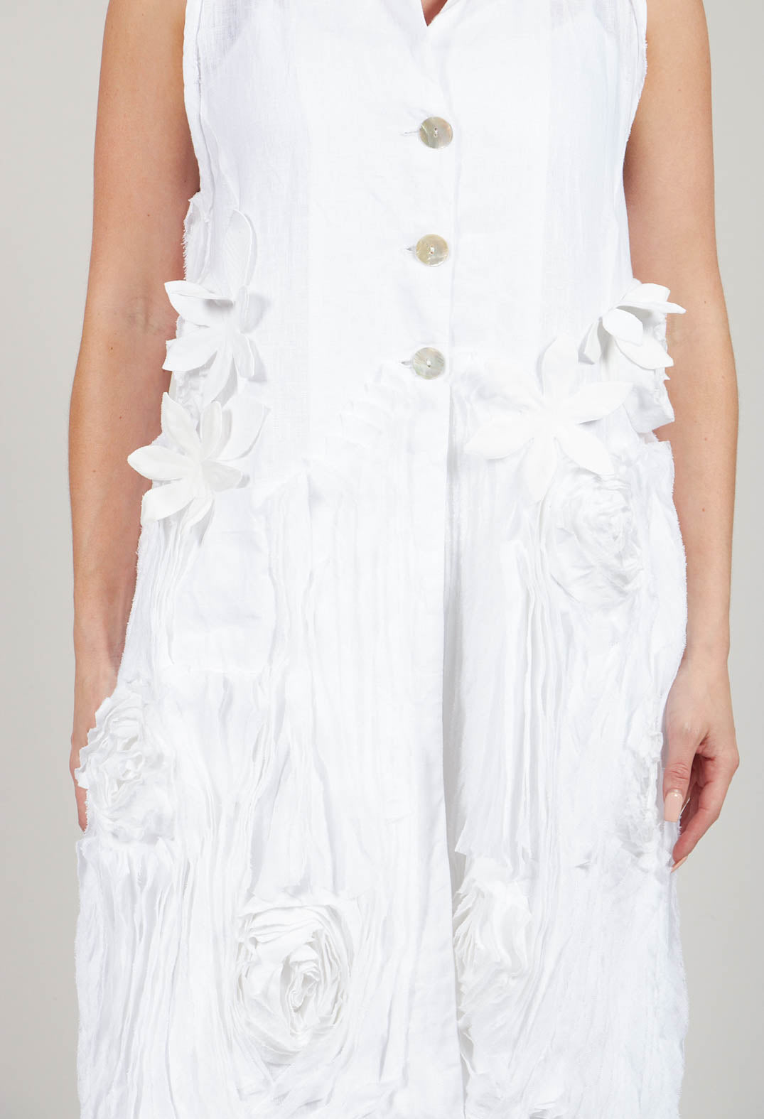 3D Floral Waistcoat in White