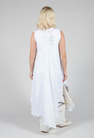 3D Flower and Print Dress in White