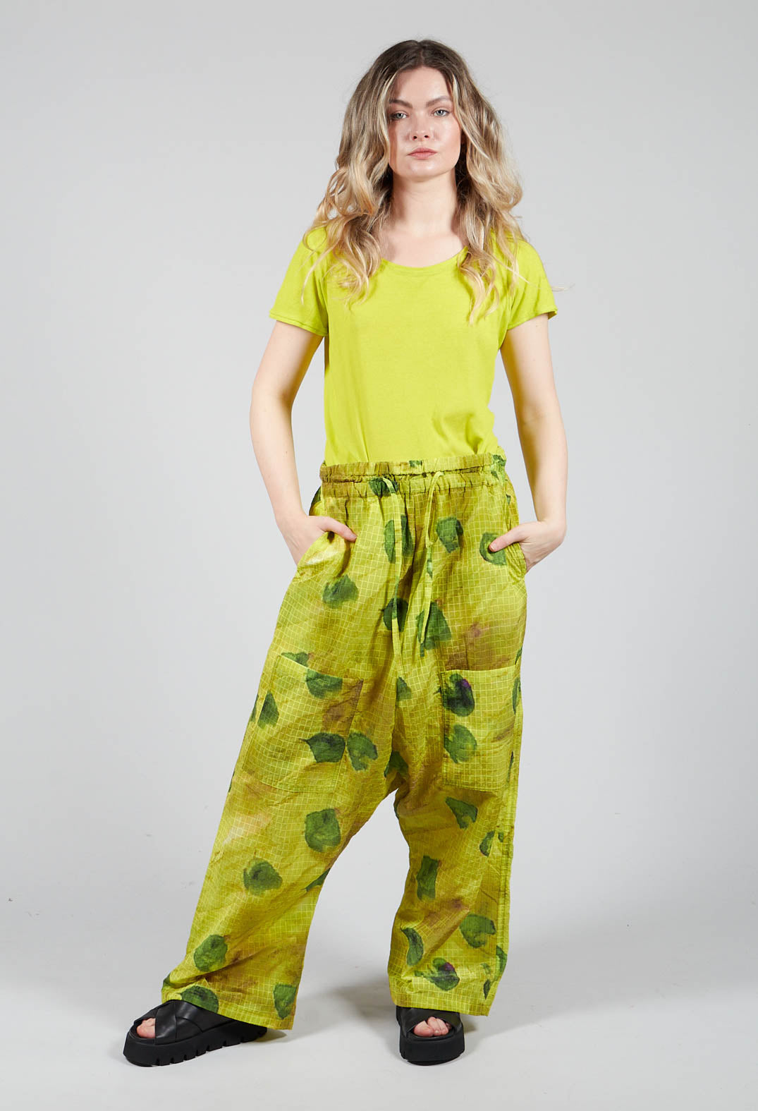 Drop Crotch Print Trousers with Drawstring Waist Spring