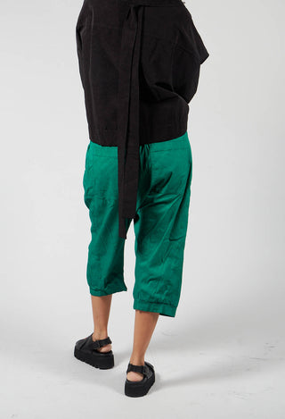 Cropped Drop Crotch Trousers in Green