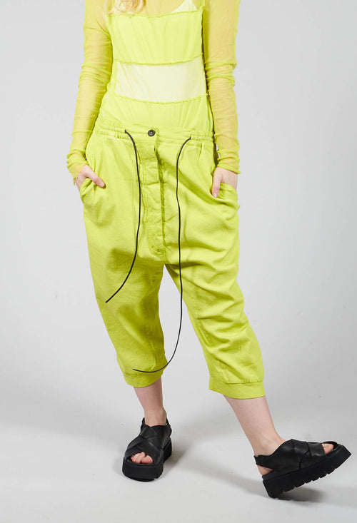 Cropped Drop Crotch Trousers in Yellow