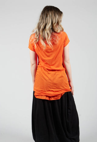 Long Length Short Sleeved T Shirt in Orange