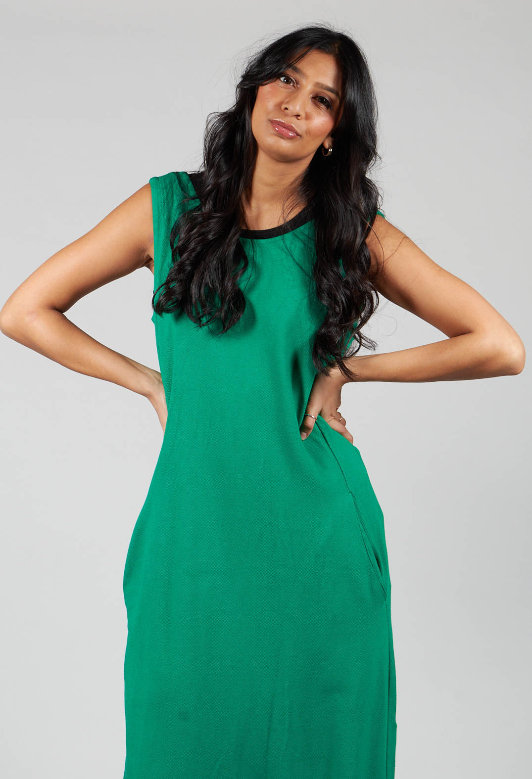 Sleeveless Overalls with V Neck Back in Green