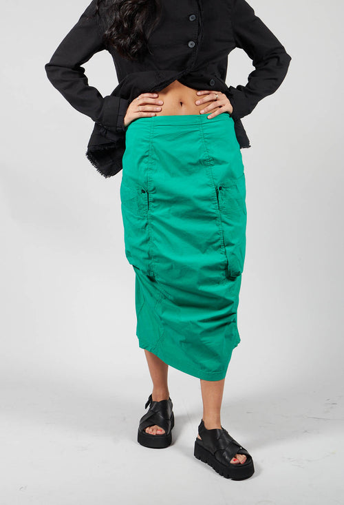Pull On Hobble Skirt with Side Pockets in Green