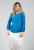 Round Neck Long Sleeved T Shirt with Bell Sleeves in Blue
