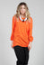 Round Neck Long Sleeved T Shirt with Bell Sleeves in Orange