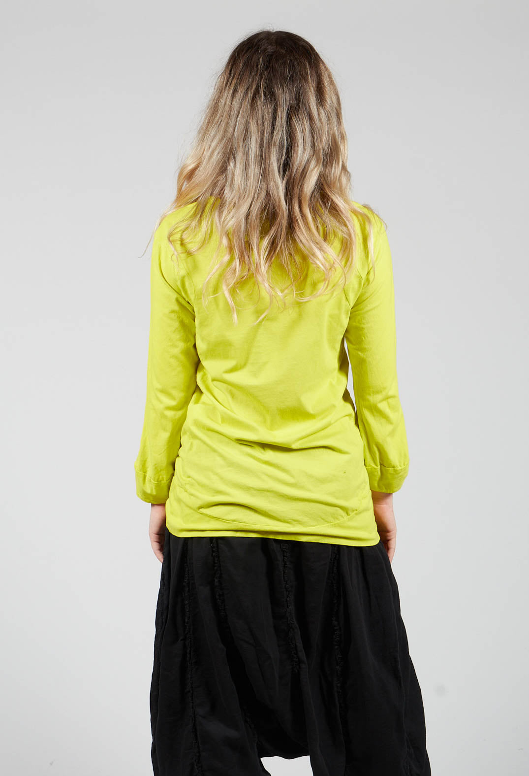 Round Neck Long Sleeved T Shirt with Bell Sleeves in Spring