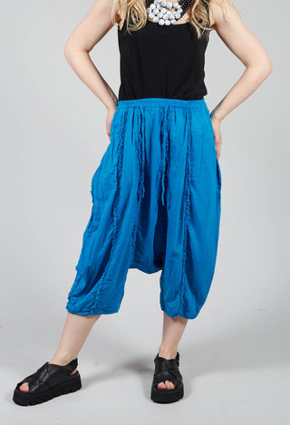 Loose Fit Drop Crotch Cropped Trousers in Blue