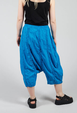 Loose Fit Drop Crotch Cropped Trousers in Blue