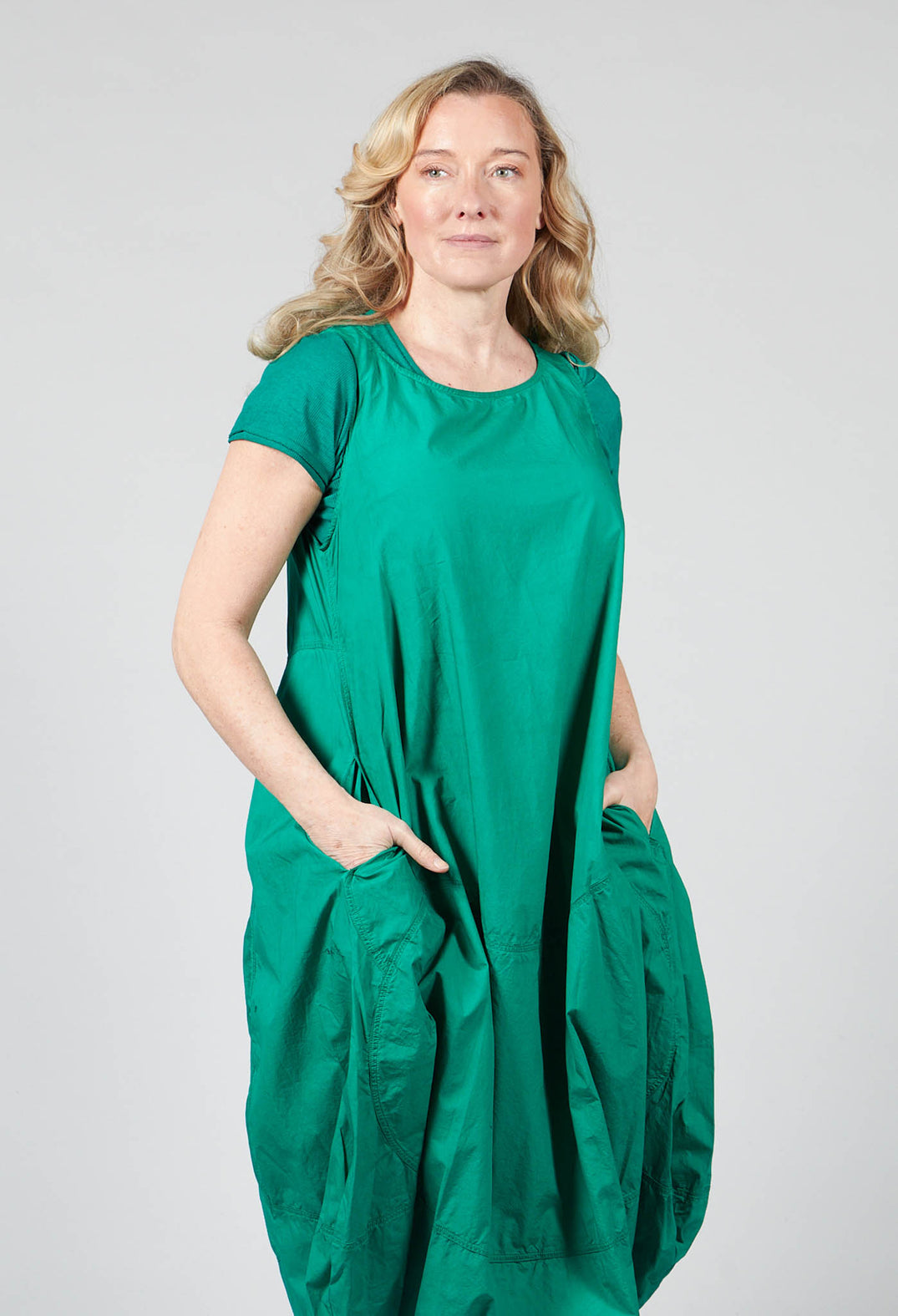 Loose Fit Sleeveless Cotton dress in Green