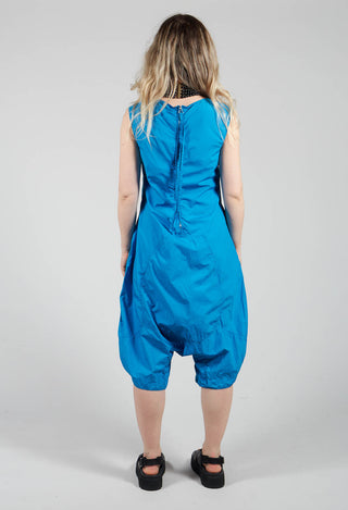 Short Cropped Sleeveless Overalls in Blue
