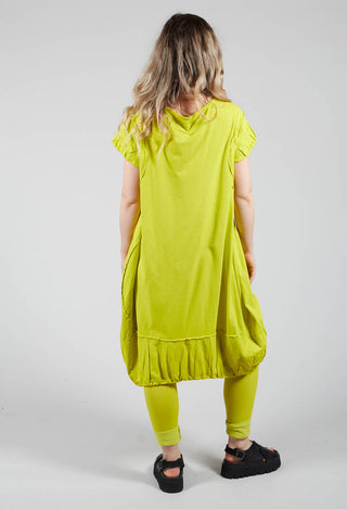 Short Sleeved Jersey Dress with Gathered Hem in Spring