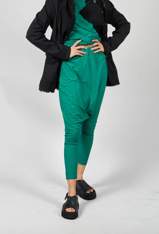 Drop Crotch Easy Wear Jersey Trousers in Green