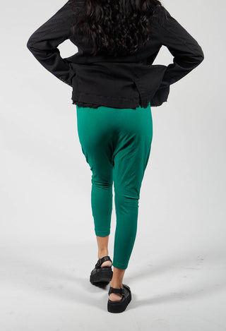 Drop Crotch Easy Wear Jersey Trousers in Green