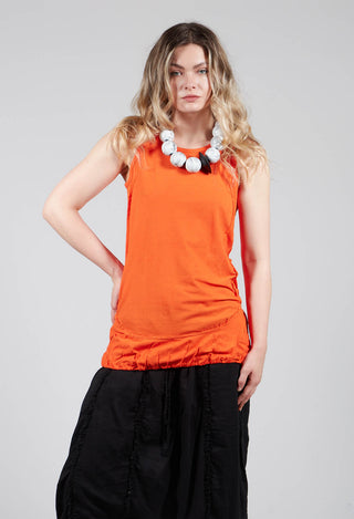 Sleeveless Jersey T Shirt wih Ruffle Hem in Orange