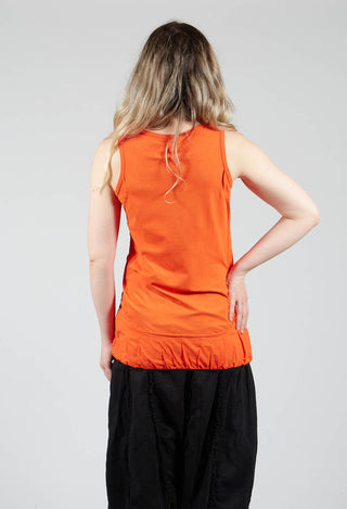 Sleeveless Jersey T Shirt wih Ruffle Hem in Orange