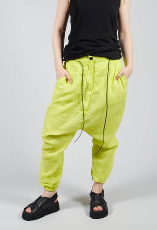 Cotton Drop Crotch Trousers with Button Fly in Spring